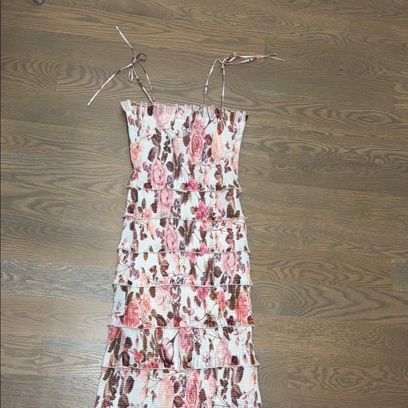 V Chapman Floral Pink and Brown Women's Dress - Picture 1 of 5